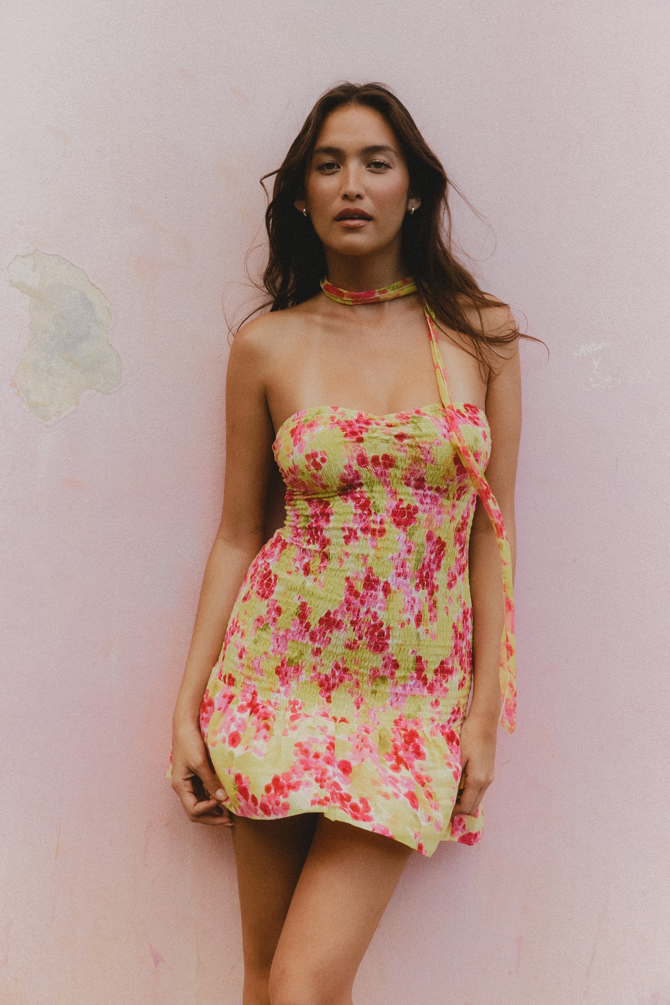 mini bandeau dress Zosia | BLUE Mesh Bandeau Mini Dress